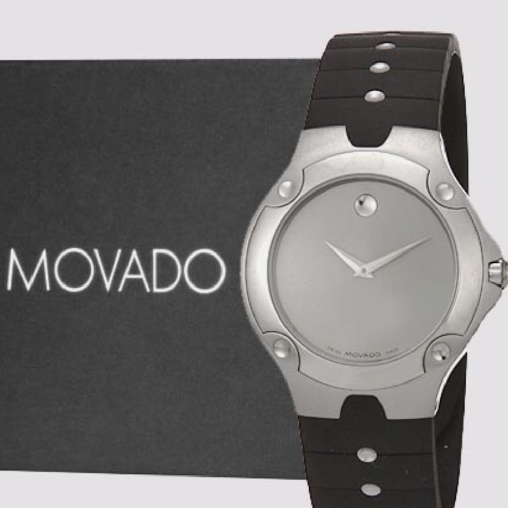 Movado Gray Dial with Black Strap Watch